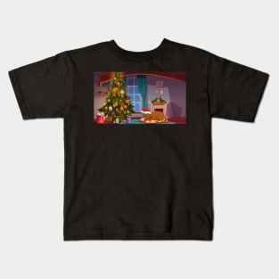 A dog enjoying Christmas Kids T-Shirt